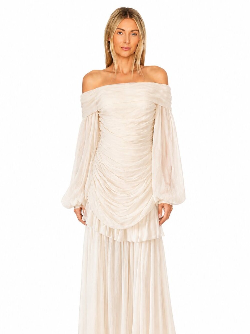 Bronx & Banco - Off-Shoulder Maxi Dress in Cream - Size Small